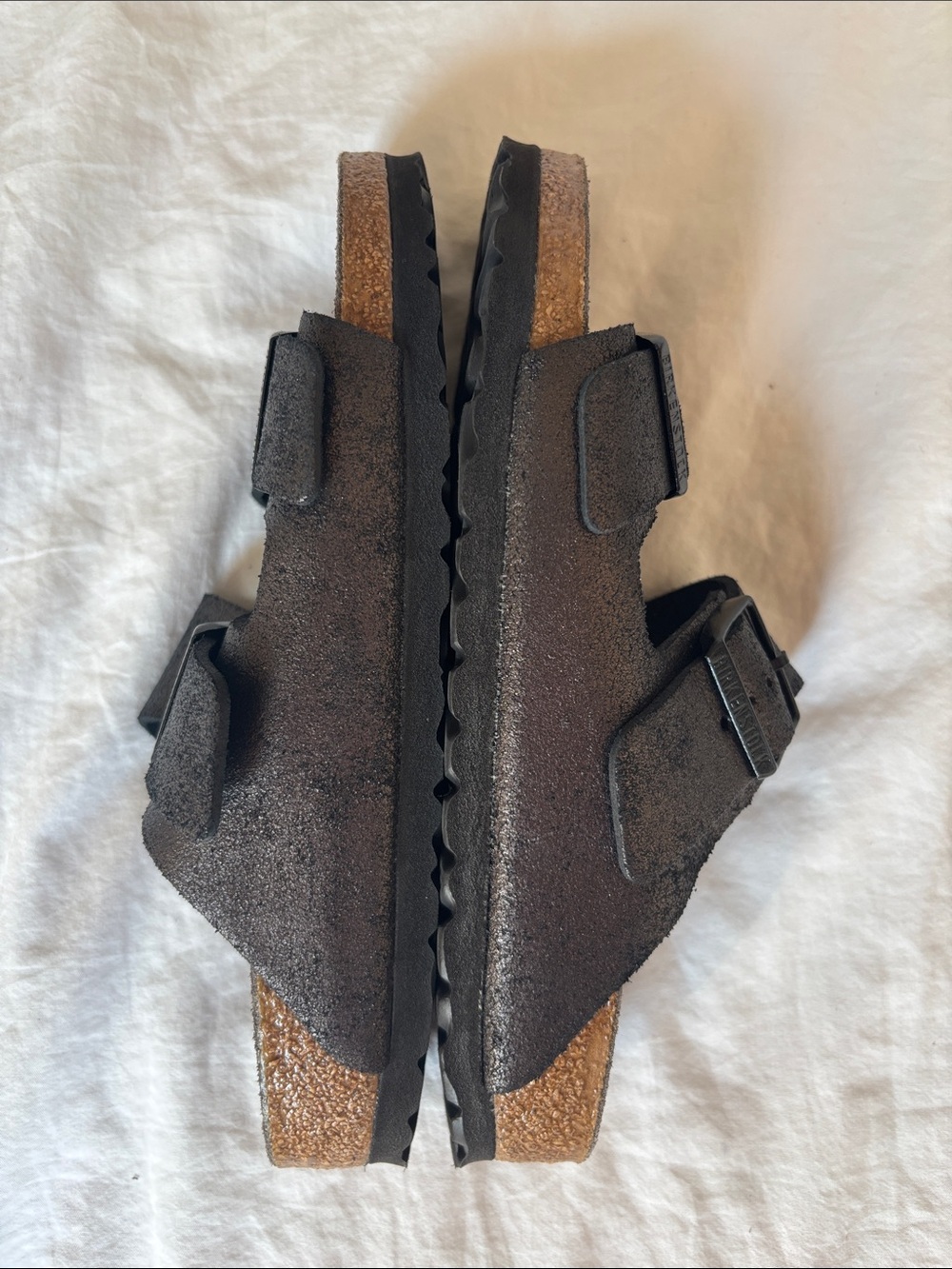 EUC Birkenstock Arizona Washed Metallic Antique Black, 37 - Rare - Picture 6 of 9